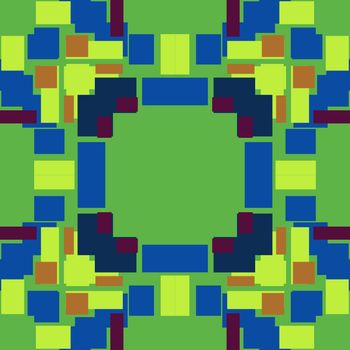 Seamless green square pixel background in green and blue