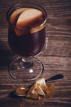 red mulled wine with apple and cinnamon 