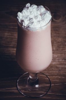 vanilla cacao chocolate milkshake in high glass