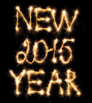 Happy New Year 2015 made of sparkles on black background