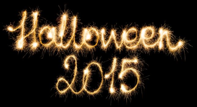 Halloween 2015 made of sparkles on black background