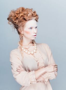 Beauty and fashion portrait in style of Maria Antuanetta