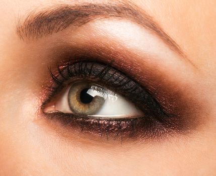 Closeup of beautiful womanish eye with makeup