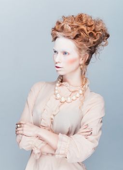 Beauty and fashion portrait in style of Maria Antuanetta