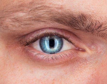 Close-up of blue eye a young man