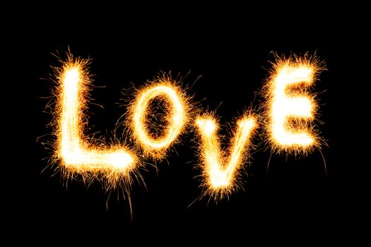 Valentines Day - Love made a sparkler on black background