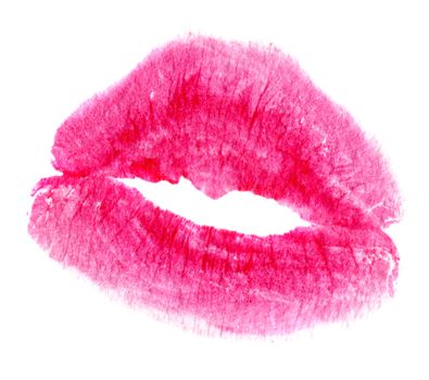 Woman's kiss stamp on a white background