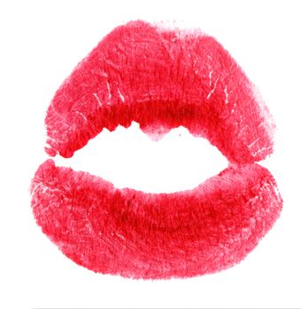 Woman's kiss stamp on a white background