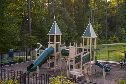 Children outdoor plastic playground in the park