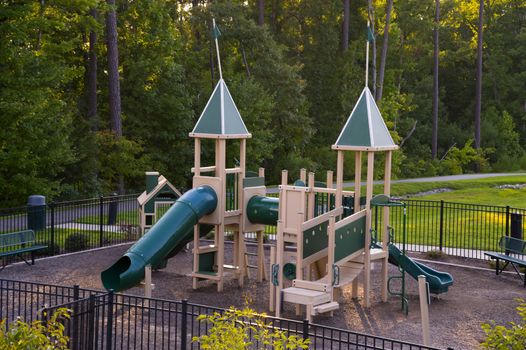 Children outdoor plastic playground in the park