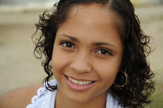 African american female beauty expressions outside.