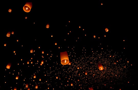 Floating lantern, Yi Peng Balloon Festival in Chiangmai Thailand 