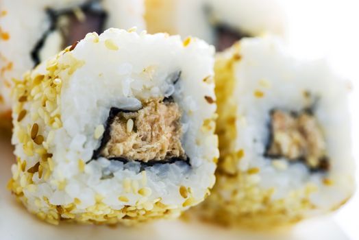 Japanese Cuisine - Sushi Roll with tuna and sesame seed