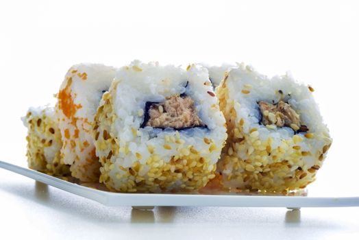 Japanese Cuisine - Sushi Roll with tuna and sesame seed