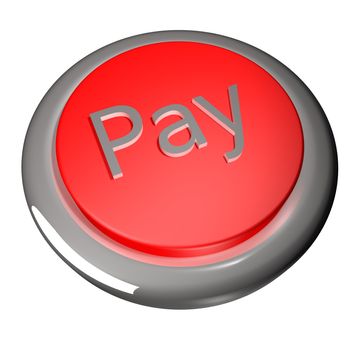 Pay button isolated over white, 3d render