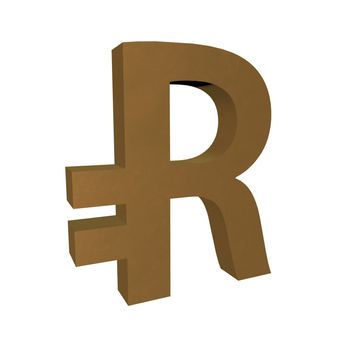 Ruble symbol isolated over white, 3d render