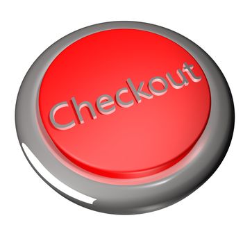 Checkout button isolated over white, 3d render