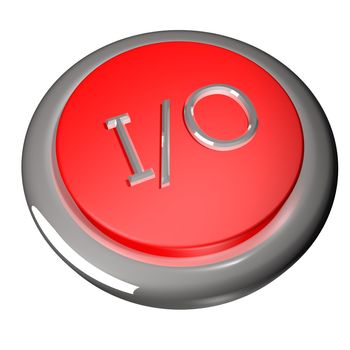 I/O symbol over button, 3d render
