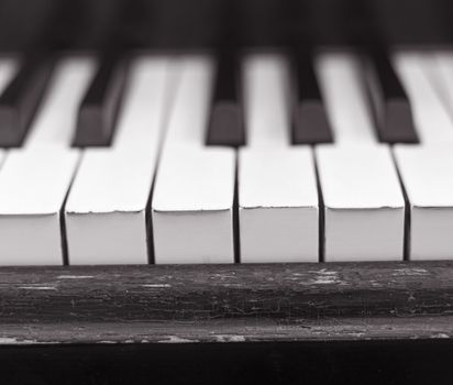 Close up of worn Piano Keys
