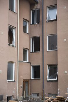 Demolished House with empty windows