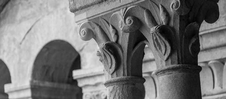 France, Provence. Senanque Abbey corridor detail. More than 800 years of history in this picture.