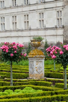 Gardens and Chateau de Villandry  in  Loire Valley in France 