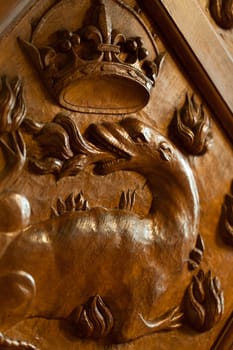 Heraldic motifs in the castle Chambord. .Valley of the river Cher. France