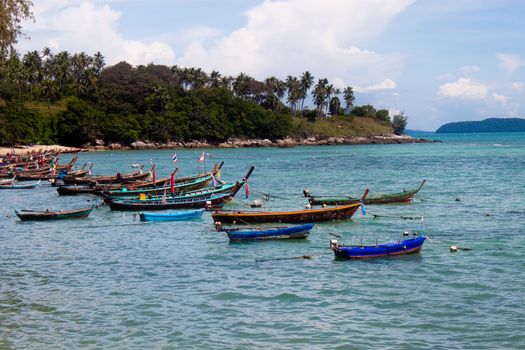 Boats on Rawai Beach in Phuket Island, Thaialnd