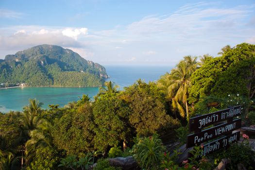 Viewpoint on island of Phi Phi Don south of Thailand