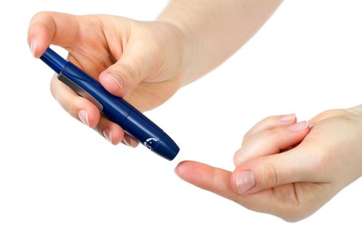 Lancet for piercing a finger at a diabetes