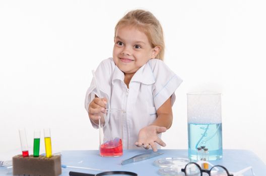 Pupil at a school desk in chemistry class