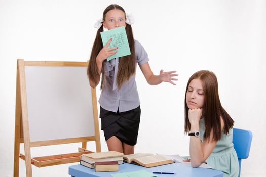 The teacher went to sleep as the student answered at the blackboard