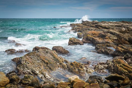 Rocky landscape at Rocky Point, Tangalle, Southern Province, Sri Lanka, Asia.
