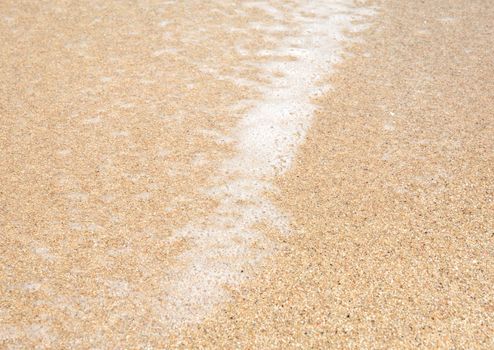 Sand and seafoam macro on tropical beach. Southern province, Sri Lanka, Asia.