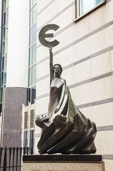 BRUSSELS - OCTOBER 6, 2014: Europe sculpture at the European Parliament building on October 6, 2014 in Brussels, Belgium.