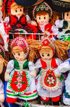BUDAPEST - OCTOBER 22: Traditional magyar doll on October 22, 2014 in Budapest, Hungary. A great variety of dolls are sold at the old quarters in Budapest.