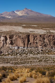 Desert canyon running through the Altiplano of Lauca National Park in northern Chile
