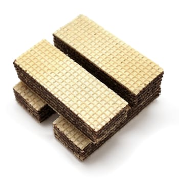 chocolate waffles isolated on white background  