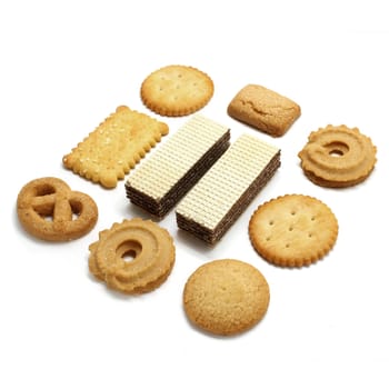 waffles biscuit and cookie isolated on white background