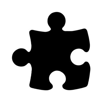 Black Piece of Jigsaw Puzzle on white background