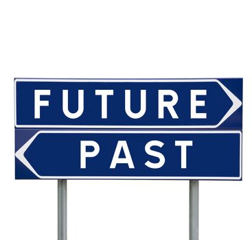 Future or Past choise on Road Signs isolated
