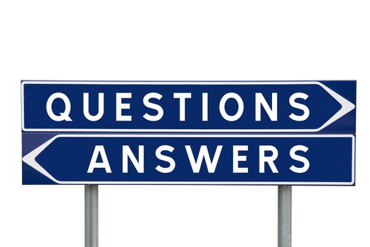Questions or Answers choise on Road Signs isolated