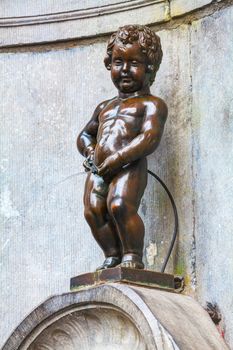 Manneken Pis sculpture close up in Brussels, Belgium