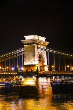 The Szechenyi Chain Bridge in Budapest, Hungary