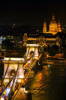 Overview of Budapest with the Szechenyi Chain Bridge in Budapest