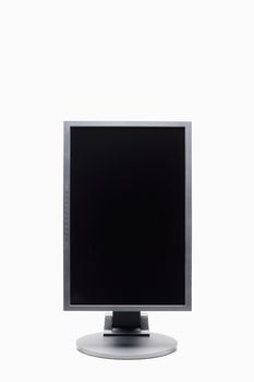 frontal view of lcd (liquid crystal) computer monitor isolated on white - clipping path