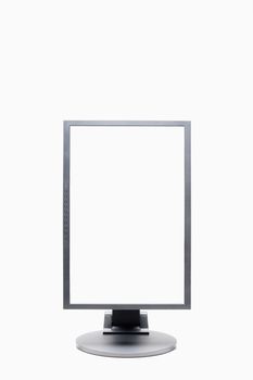 frontal view of lcd (liquid crystal) computer monitor isolated on white - clipping path