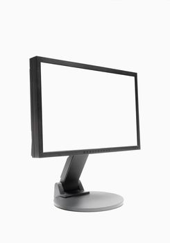 view of lcd (liquid crystal) computer monitor isolated on white - clipping path