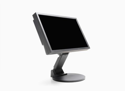 view of lcd (liquid crystal) computer monitor isolated on white - clipping path