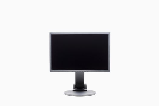 frontal view of lcd (liquid crystal) computer monitor isolated on white - clipping path